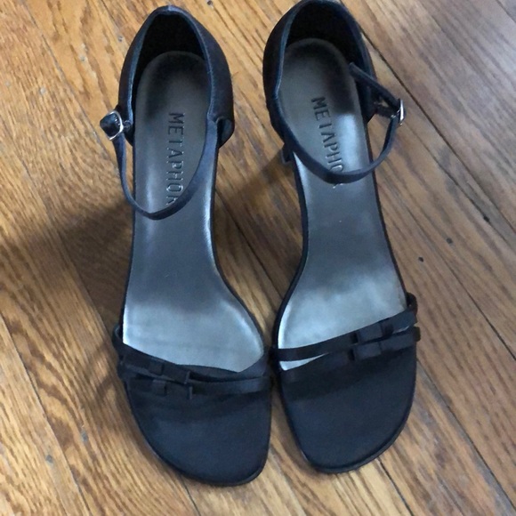 Metaphor black satin strap heels-8 - Picture 1 of 4